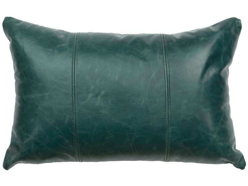 Peacock Leather Pillow - Leather Back thumbnail