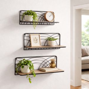 KIRAVIEW SET OF 3 BROWN WALL SHELF 8 (IN) 10