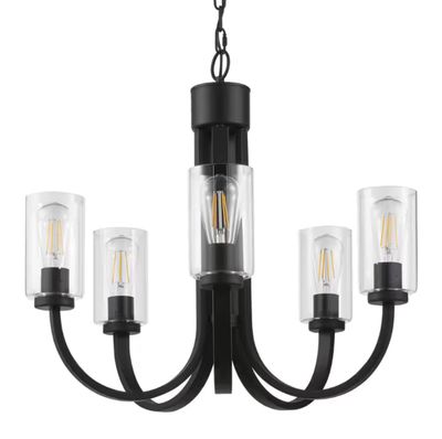 Melina 24″ Wide 5-Light Chandelier - Matte Black