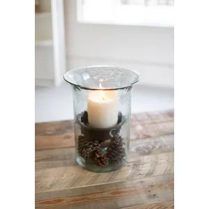 Original Glass Candle Cylinder with Rustic Insert / Small 2