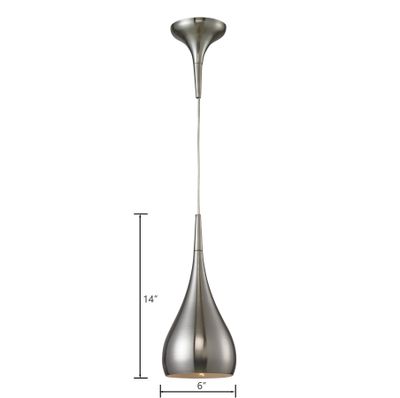 Lindsey 6″ Wide 1-Light Mini Pendant - Satin Nickel