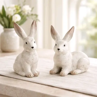 White Ceramic Bunny 6x9in