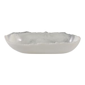 23X9" RAW EDGE MARBLED RESIN BOWL, WHITE 5