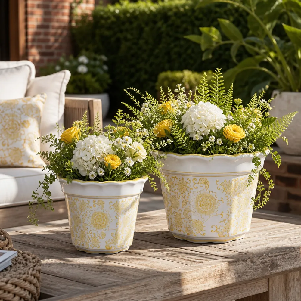 ENOCHFIELD SET OF 2 YELLOW PLANTER 10 (IN)