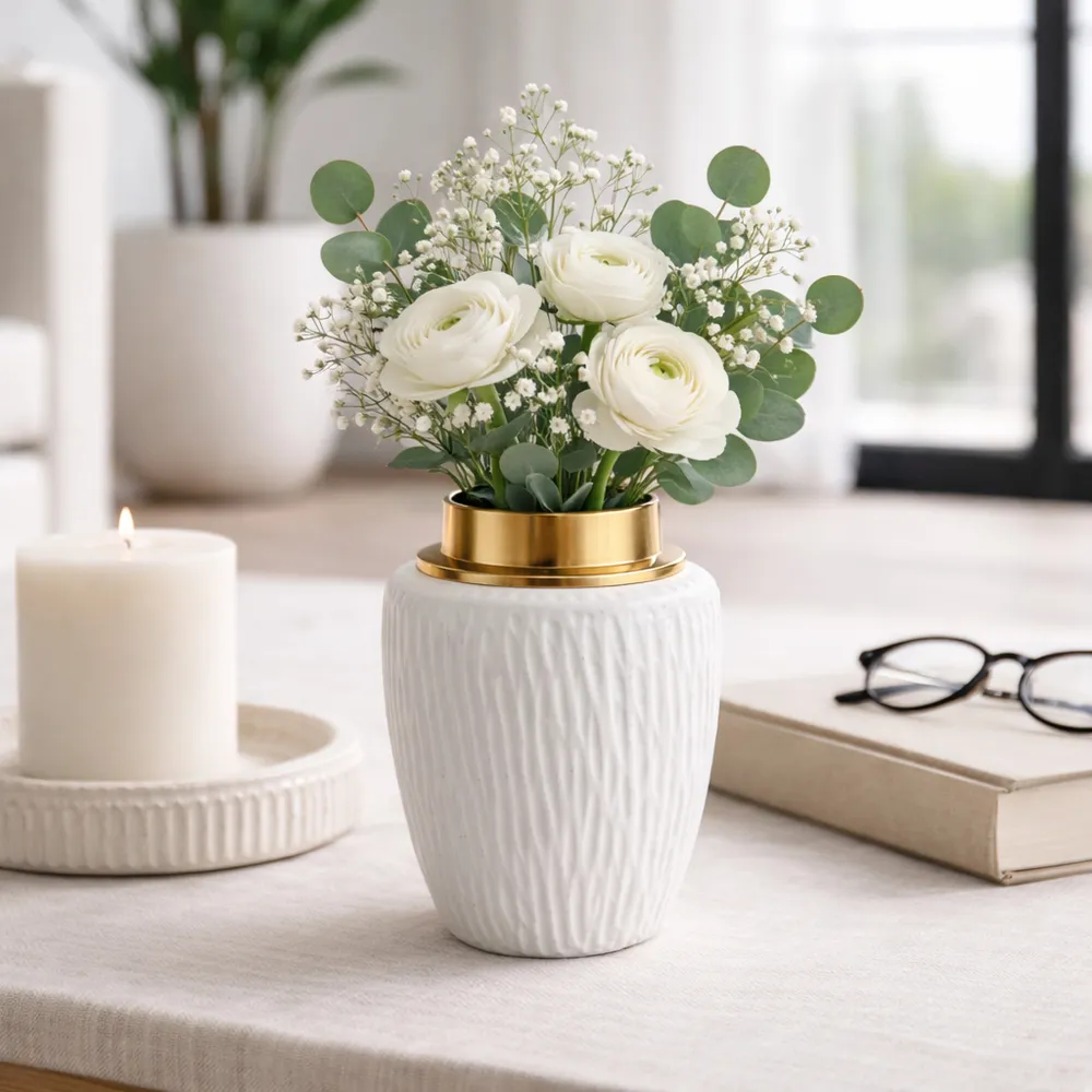 ADLERCREST WHITE VASE 8 (IN)