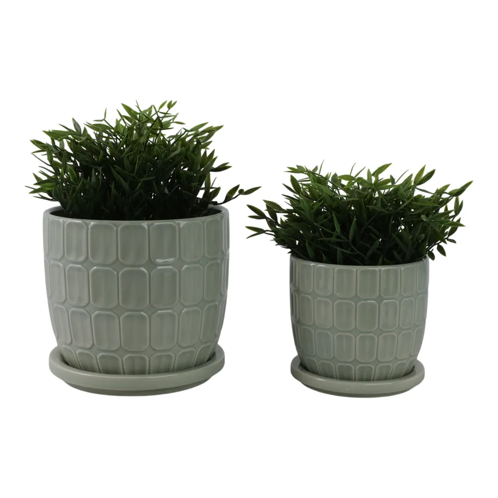LEONAHAM SET OF 2 GREEN PLANTER 7 (IN)