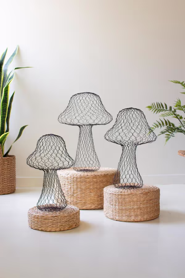 Set of 3 Wire Mushrooms