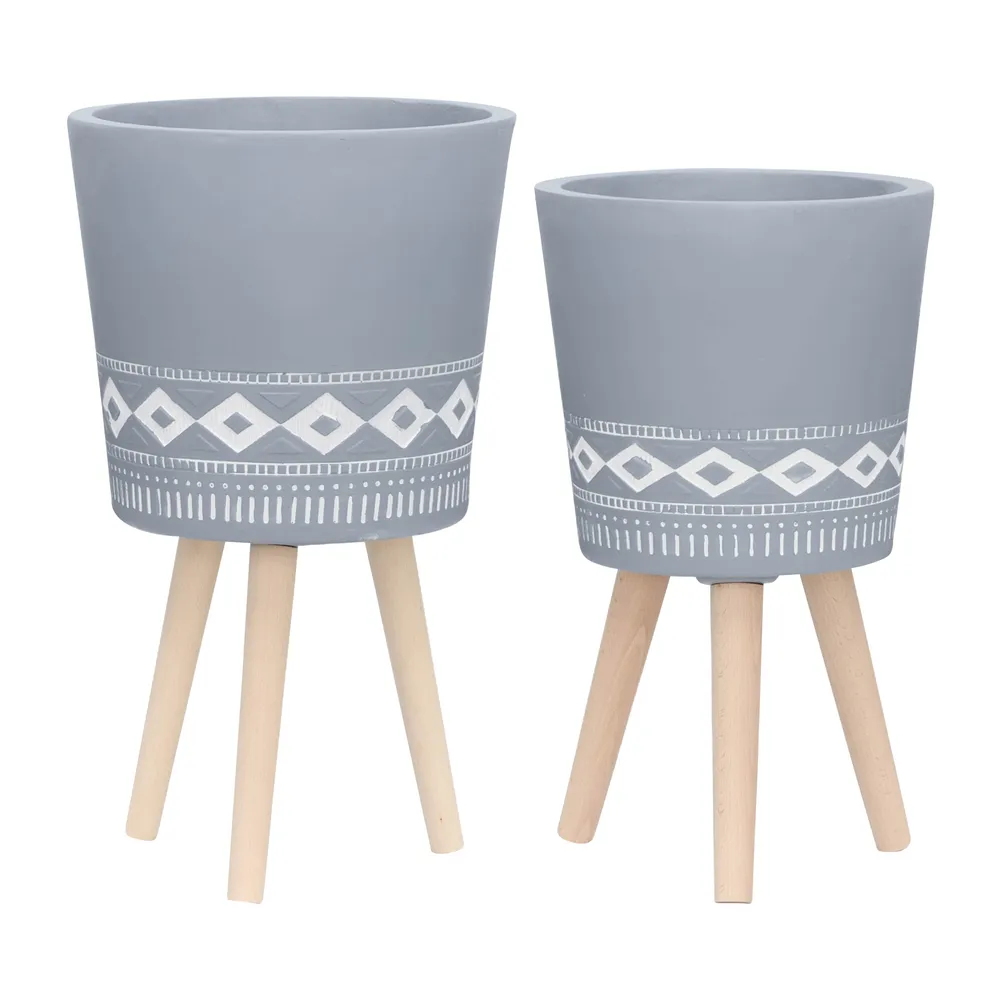 GLASTONCREST SET OF 2 GRAY PLANTER 21 (IN)