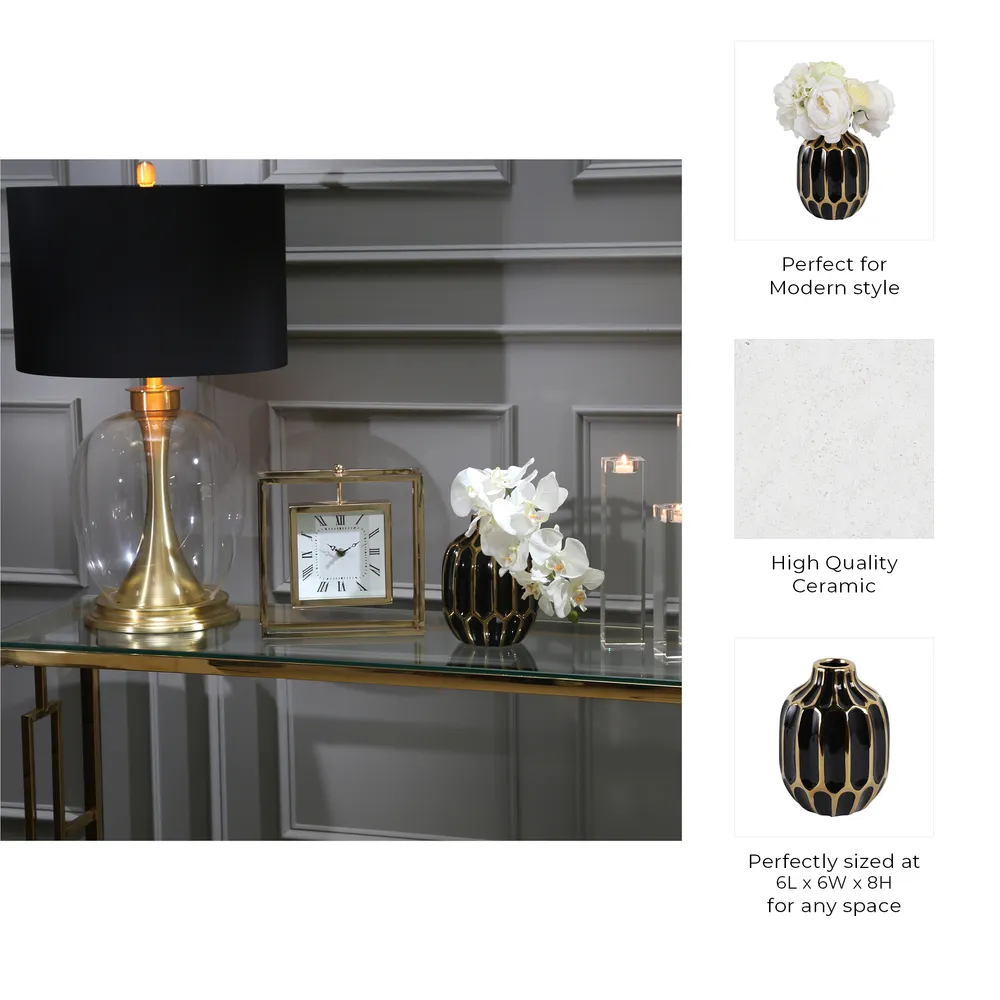 CALVINHAM BLACK VASE 8 (IN)