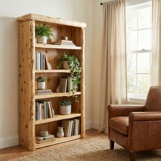 Cedar Log Medium Bookshelf - Weathered