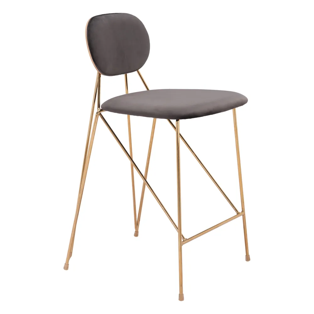 Georges Counter Stool Gray & Gold