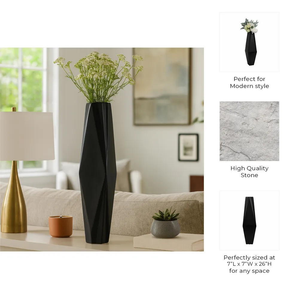 TARASIDE BLACK VASE 26 (IN)