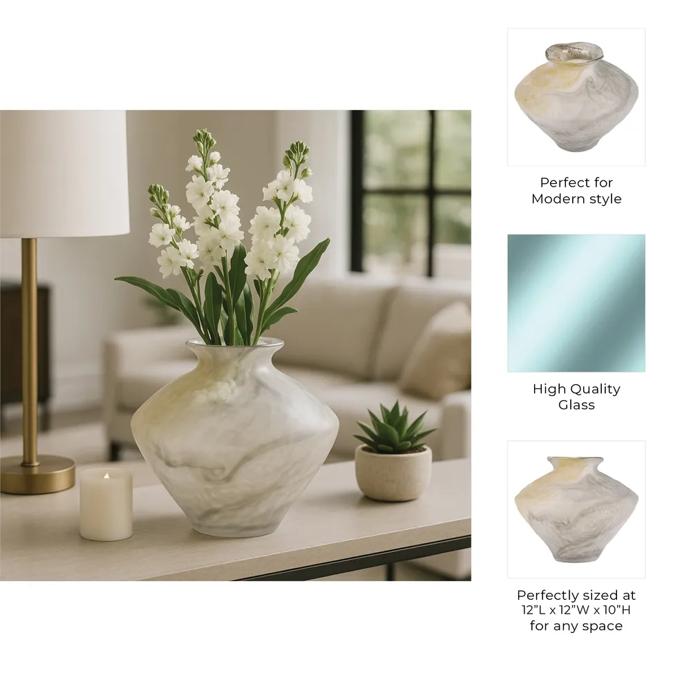 ROLANDCROSS IVORY GLASS VASE 10 (IN)