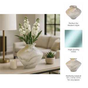 ROLANDCROSS IVORY GLASS VASE 10 (IN) 7