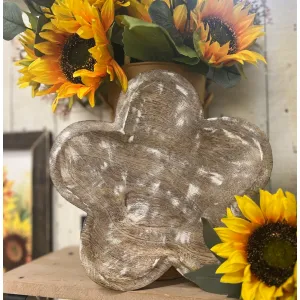 Wooden Flower Platter 10in 2