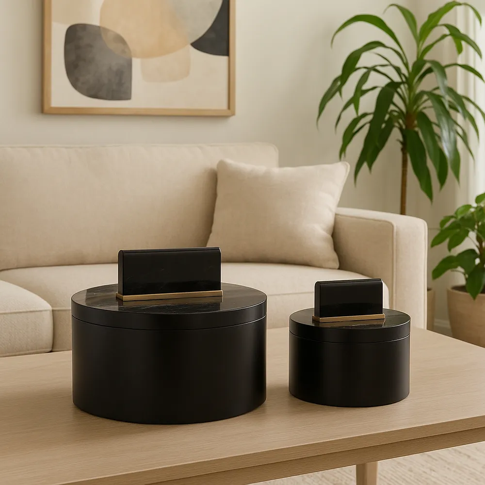 ELROYSIDE SET OF 2 BLACK BOXES 6 (IN)
