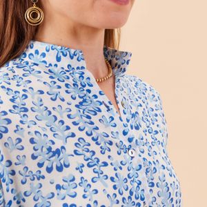 Floral Kelp Ocean Cotton Button Down Beach Tunic 6