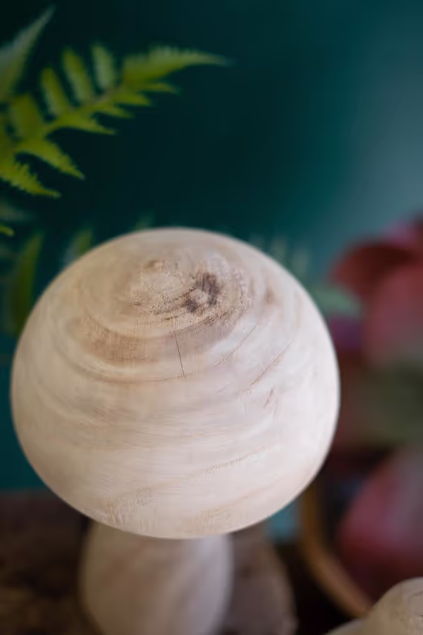 Set of 3 Natural Wood Mushrooms