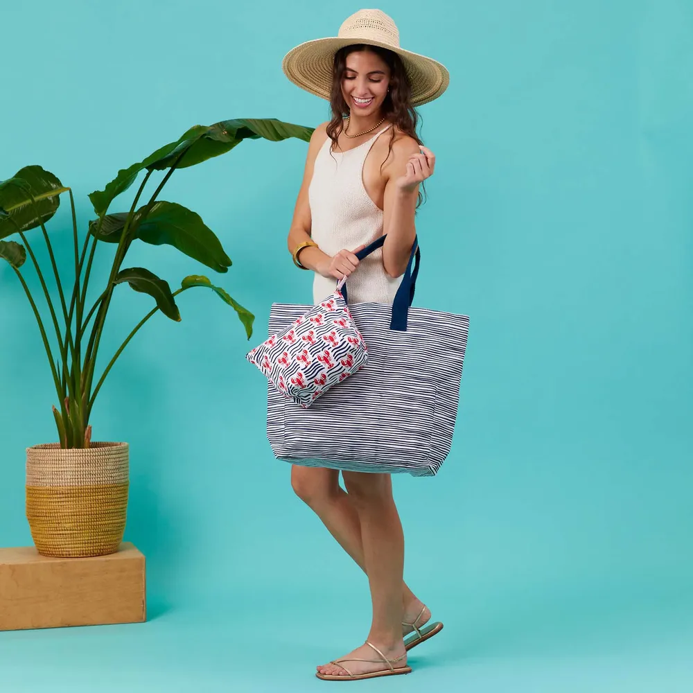 Suri Navy Canvas Carryall Tote Bag