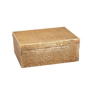 Square Linen Texture Box - Small Brass 1