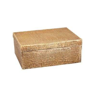 Square Linen Texture Box - Small Brass