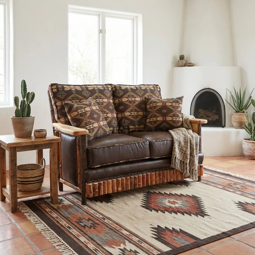 Hickory Log  Shenandoah Loveseat - Customer Fabric - Seat:  Fabric TBD;   Backrest:  Fabric TBD