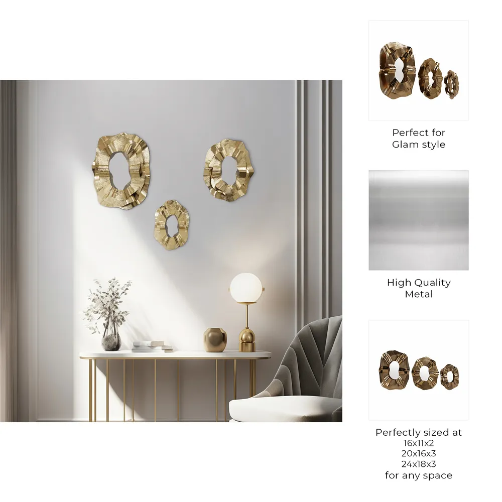 ASPENDALE SET OF 3 GOLD MIRRORS 3 (IN)