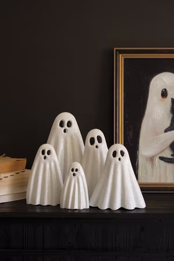 Set of 5 Metal Halloween Ghosts