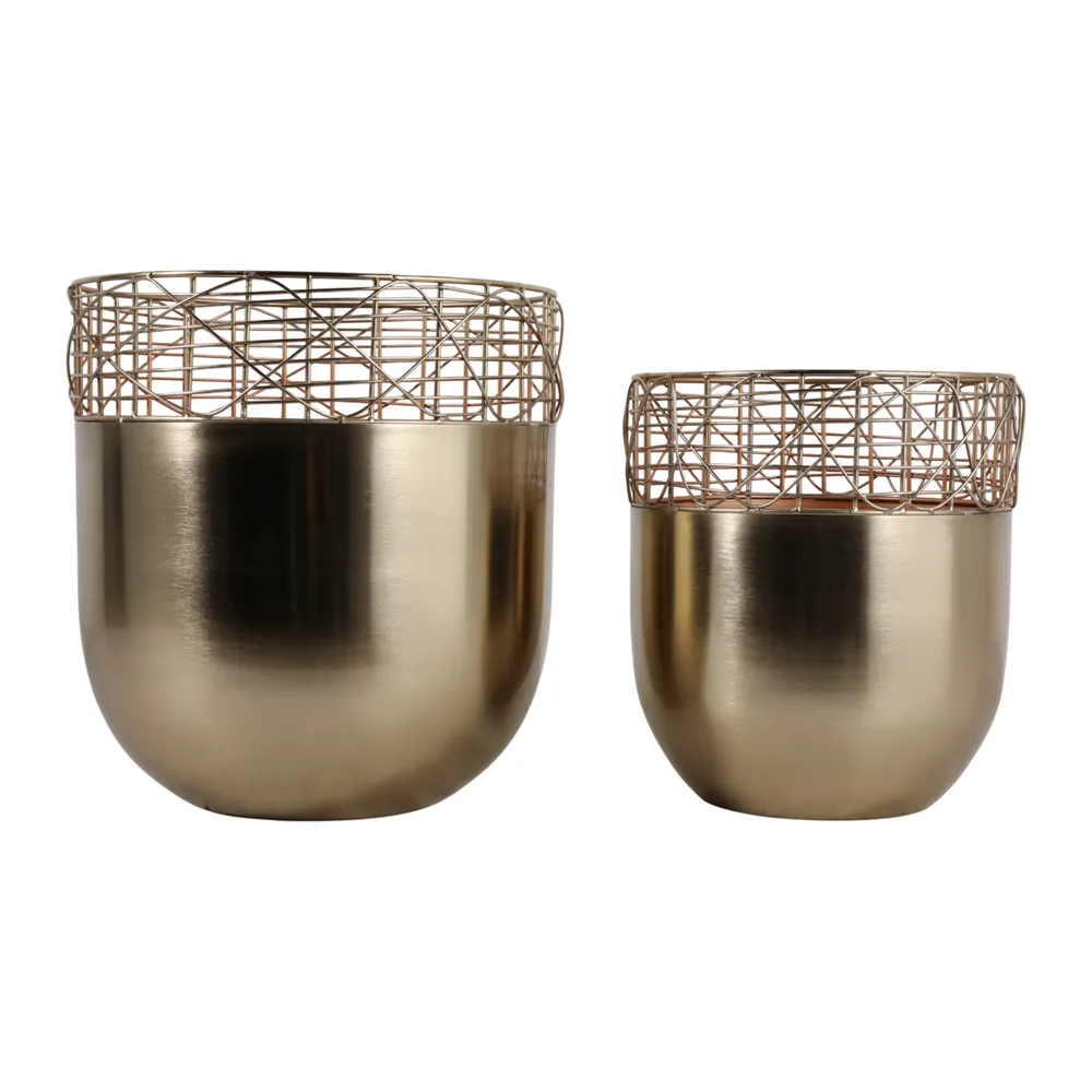 LEONAWELL SET OF 2 GOLD PLANTER 13 (IN)