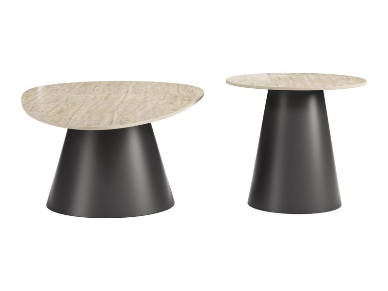 Reyes Coffee Table Set Natural & Black 3