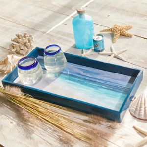 Coastal View Rectangular Lacquer Serving Tray 4