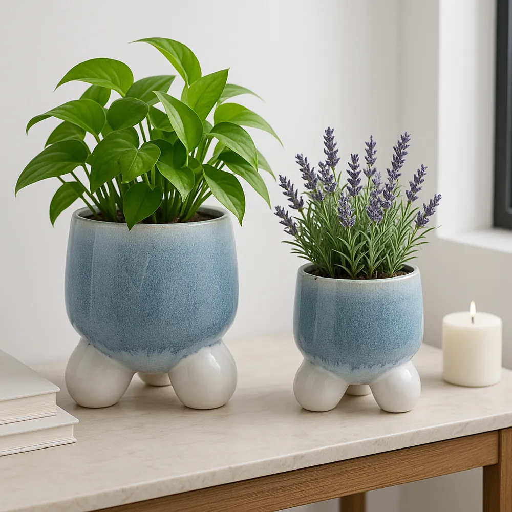 GALESHAW SET OF 2 BLUE PLANTER 11 (IN)