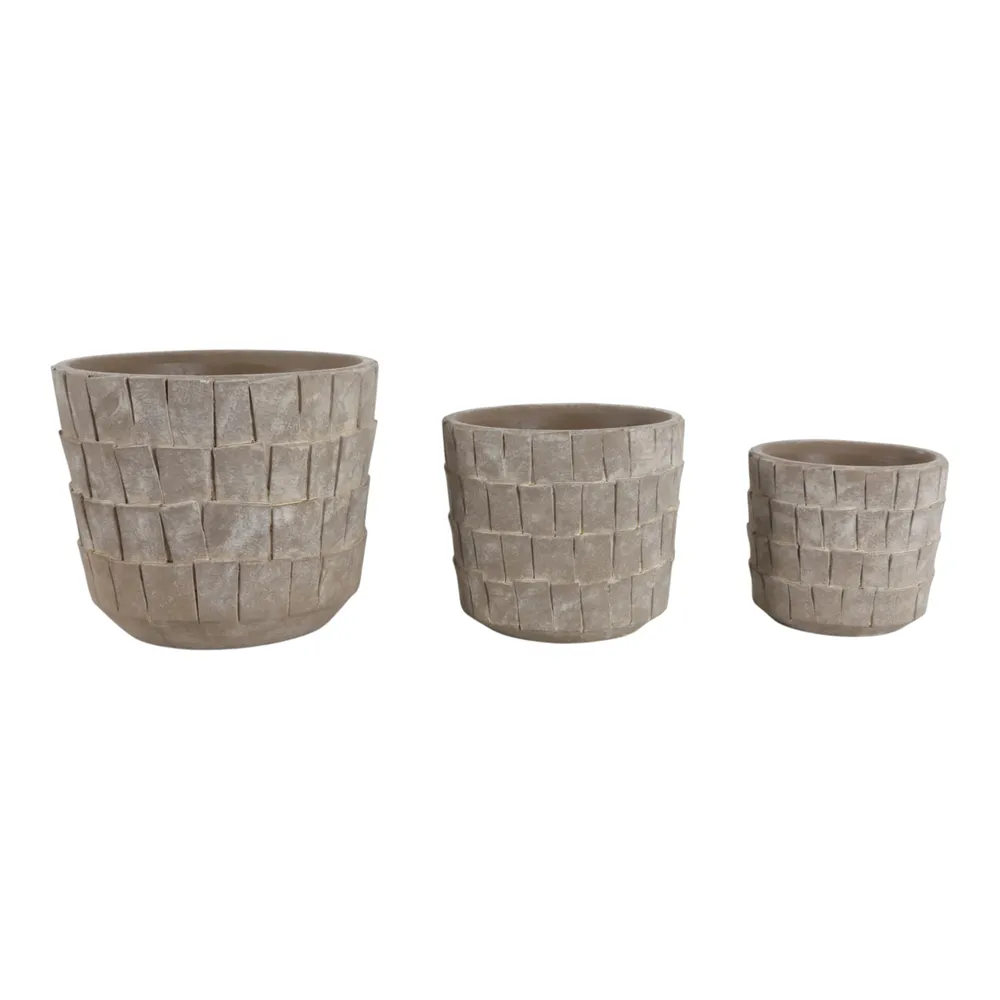 HOUSTONHAVEN SET OF 3 GRAY PLANTER 8 (IN)