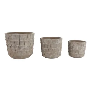 HOUSTONHAVEN SET OF 3 GRAY PLANTER 8 (IN) 1