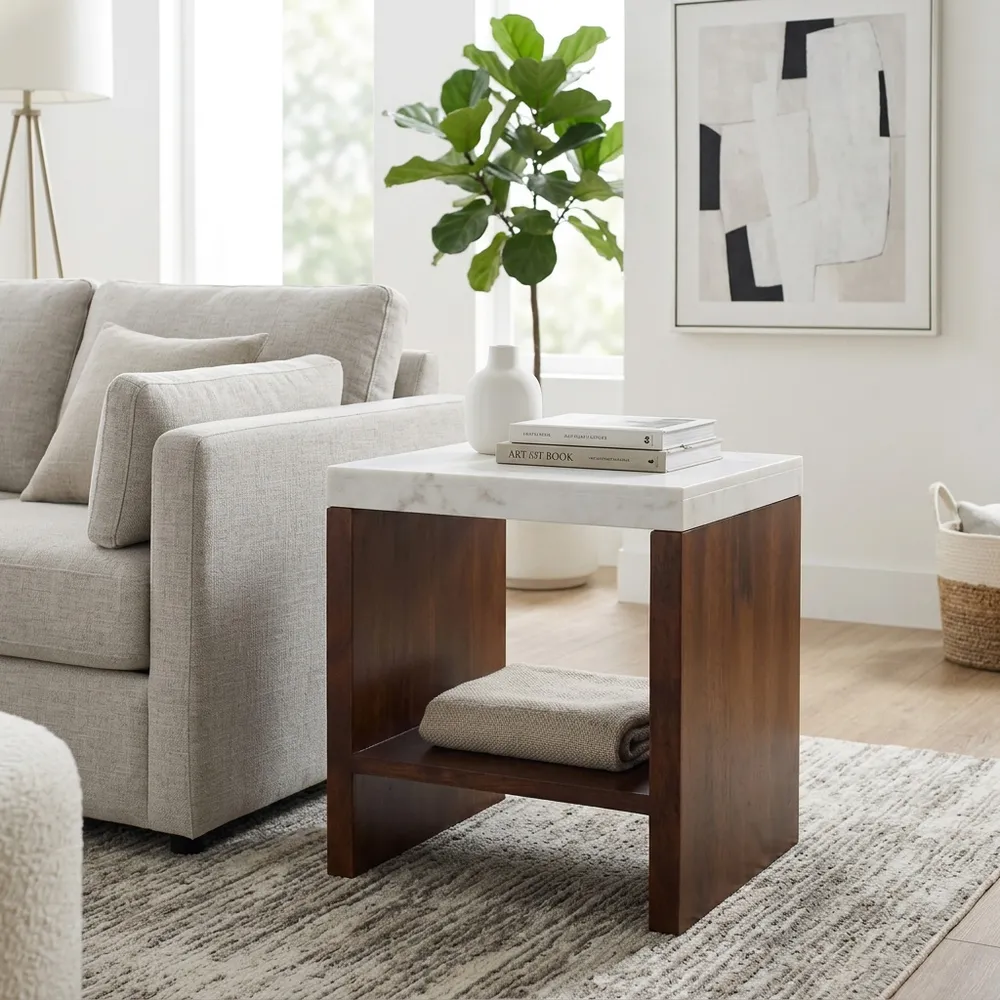 BAKERCLIFF WHITE TABLE 23 (IN)