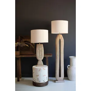 Wooden Face Table Lamp with Shade 2