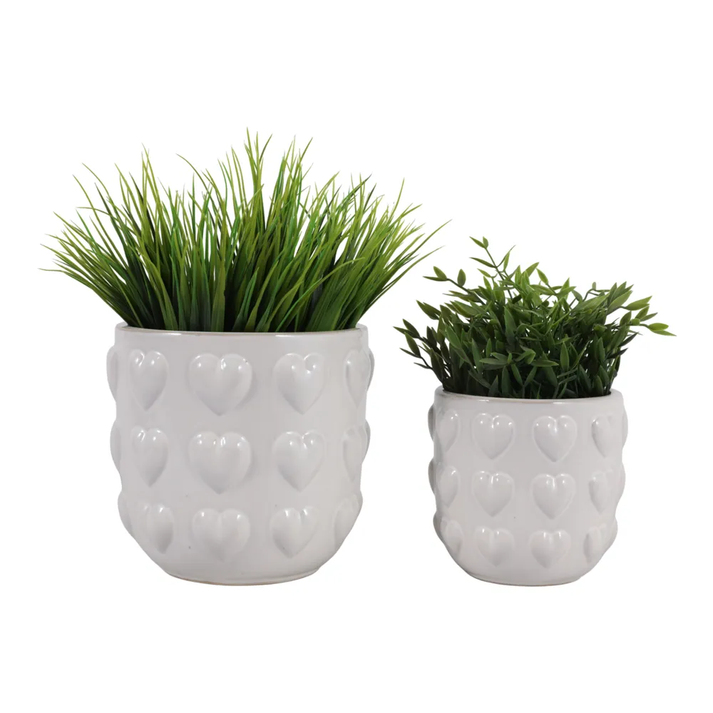 DRAPEROAK SET OF 2 IVORY PLANTER 7 (IN)