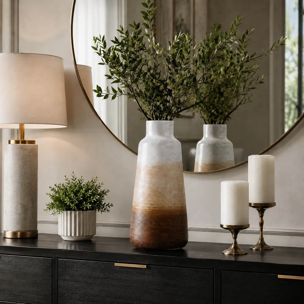 ORIONPARK WHITE GLASS VASE 17 (IN)