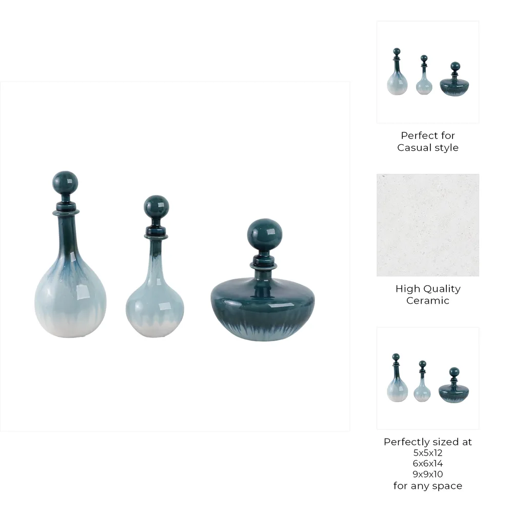 HOLDENCLIFF SET OF 3 BLUE VASES 14 (IN)