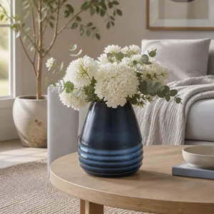 CARTERHAVEN BLUE GLASS VASE 11 (IN) 13