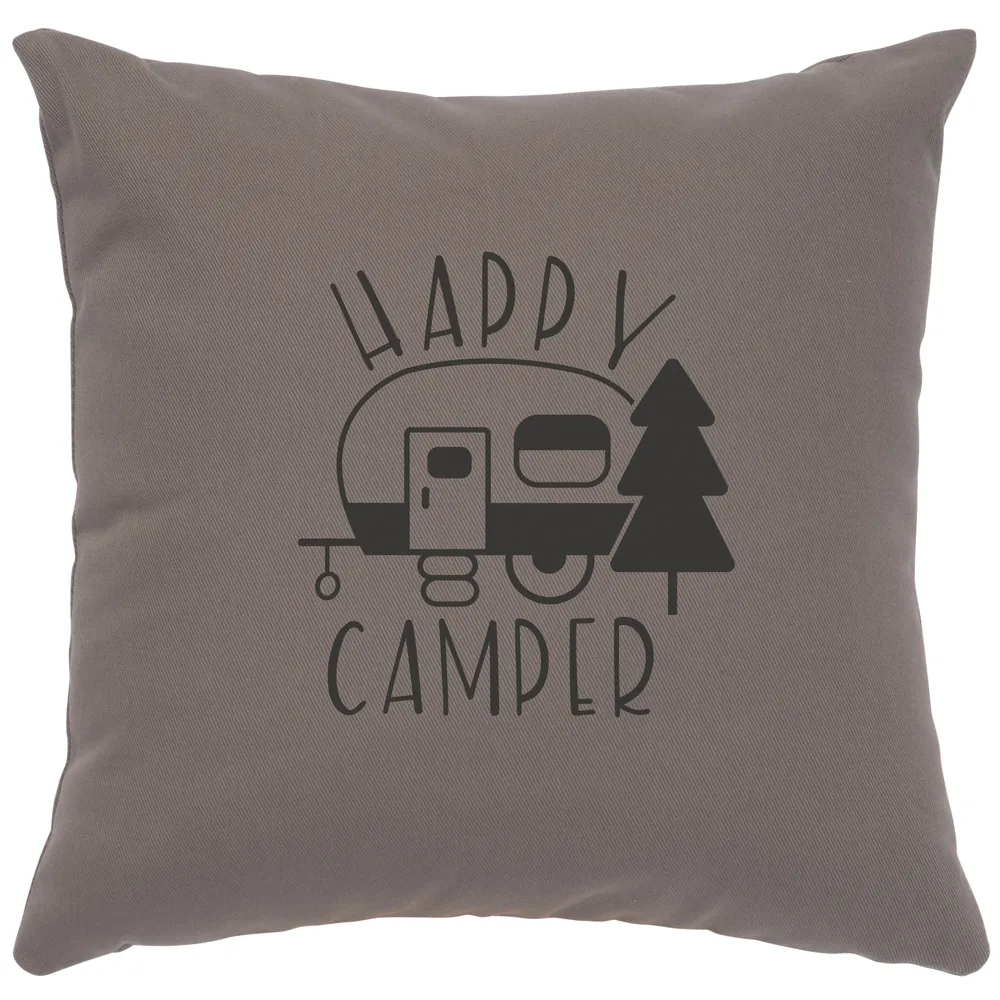 Image Pillow - Happy Camper - Cotton Chrome