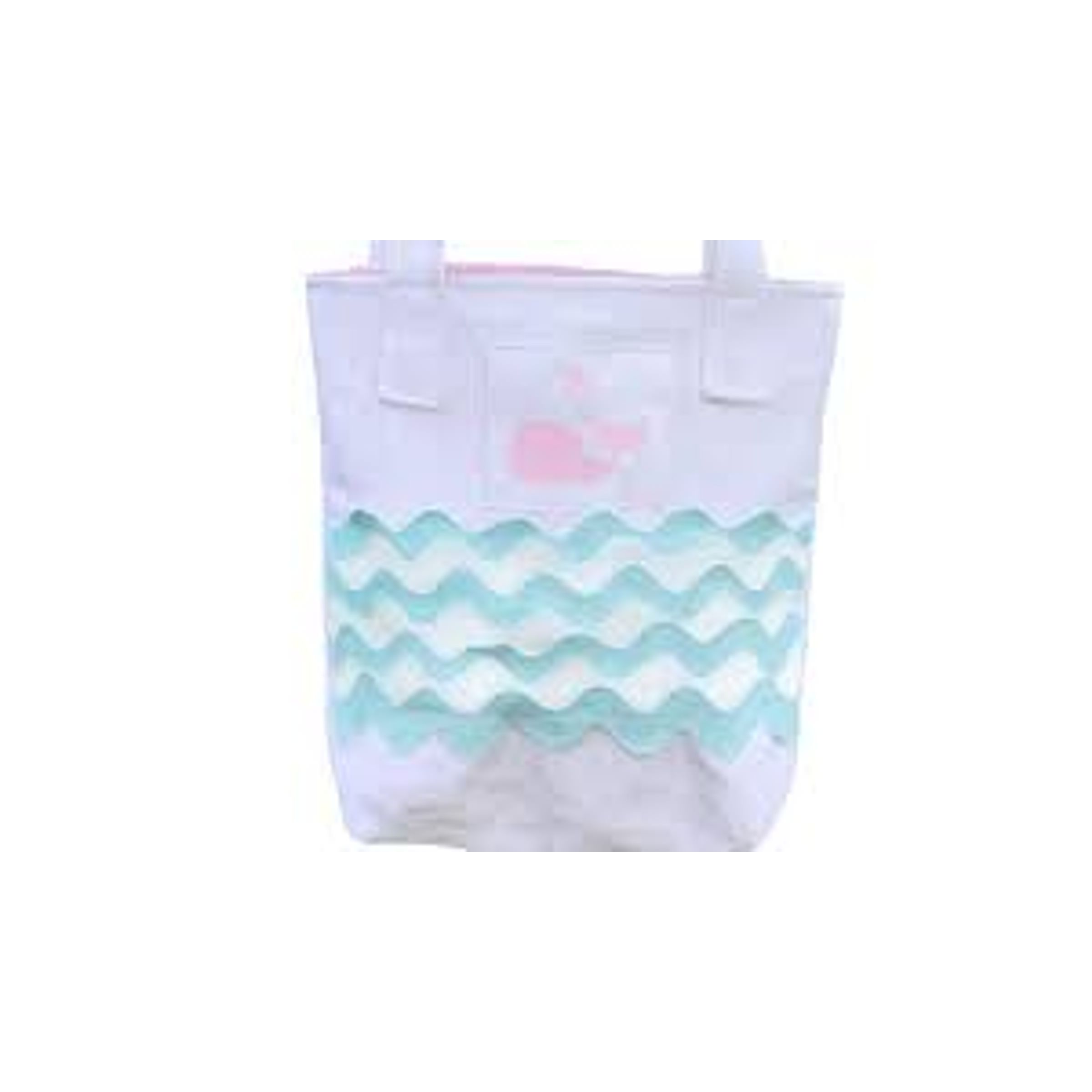 REPEAT PINK WHALE CANVAS TOTE - NAVY