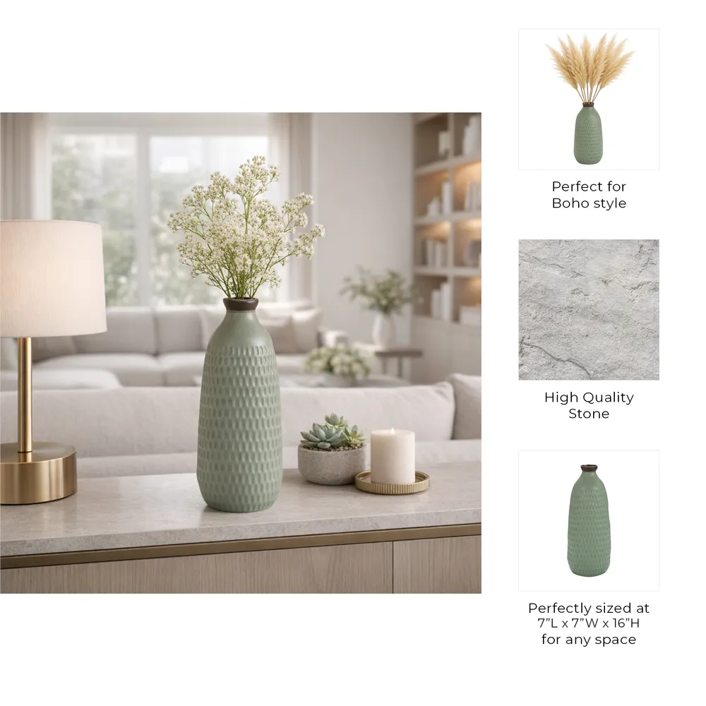HOLLIS GREEN VASE 16 (IN)