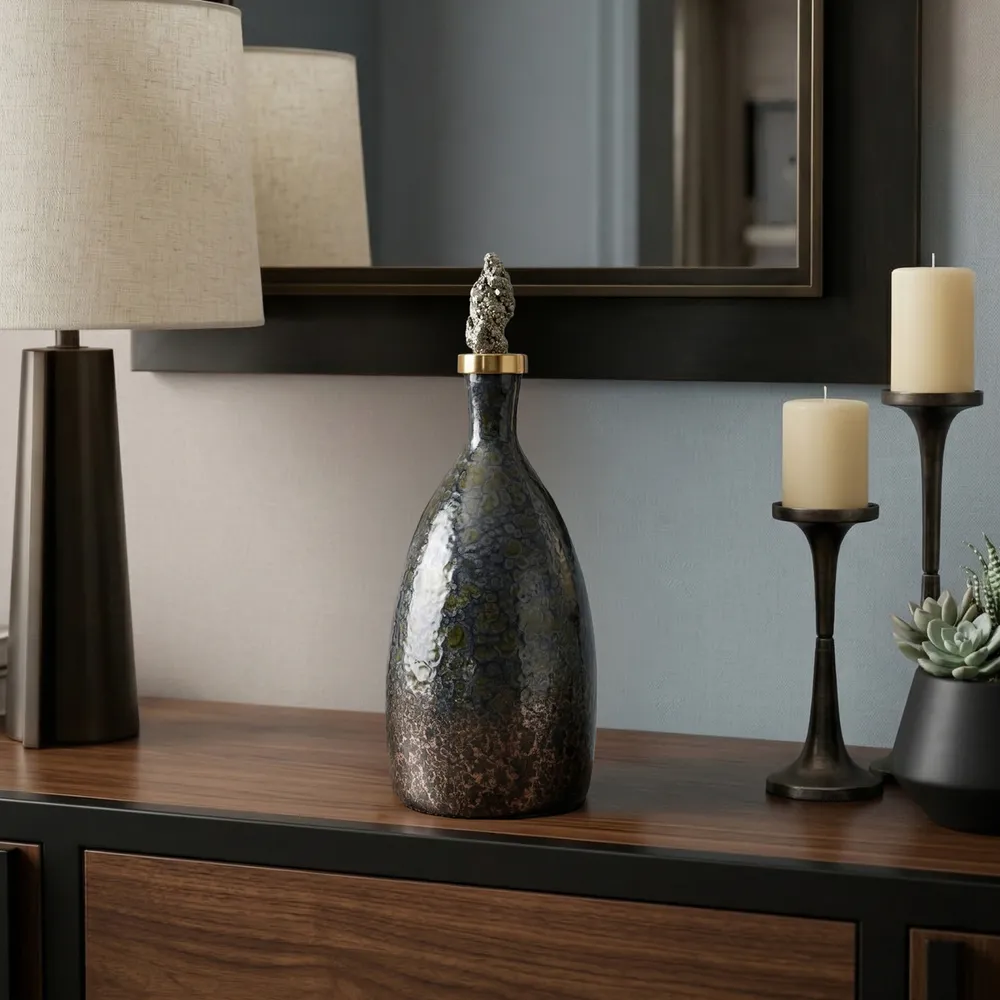 FARLEYDALE BLACK GLASS VASE 15 (IN)