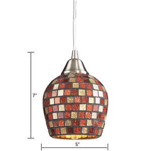 Fusion 5'' Wide 1-Light Mini Pendant - Satin Nickel with Multicolor Mosaic 2