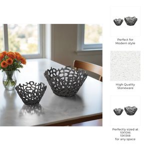 RAYMONDOAK SET OF 2 BLACK BOWLS 8 (IN) 8