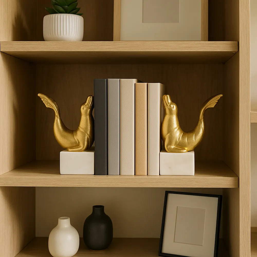 ELMONTWICK SET OF 2 GOLD BOOKENDS 8 (IN)