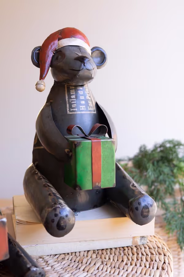 Set of 2 Recycled Metal Christmas Black Bears