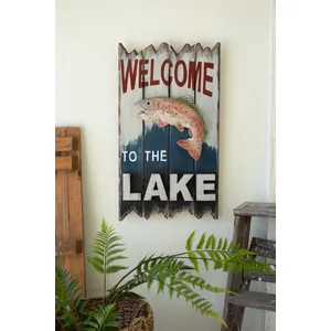 Welcome To The Lake with Trout Sign 1