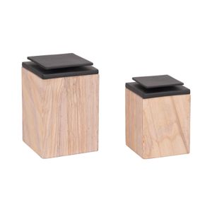 DRAPERMILL SET OF 2 BROWN BOXES 9 (IN) 4